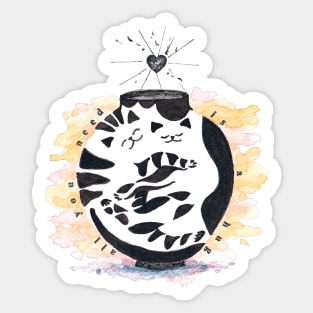 Hugging Cats Moon Jar Pottery Sticker